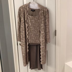 R & M Richards 3 pc sequined pants suit